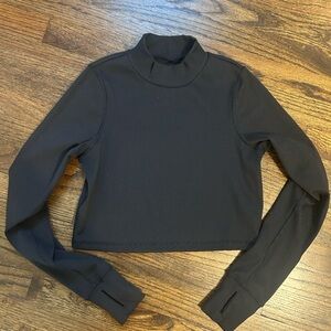 Black Long Sleeve Mock Neck Top